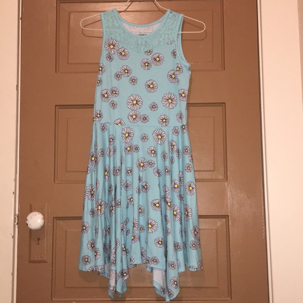 Blue mini dress with daises